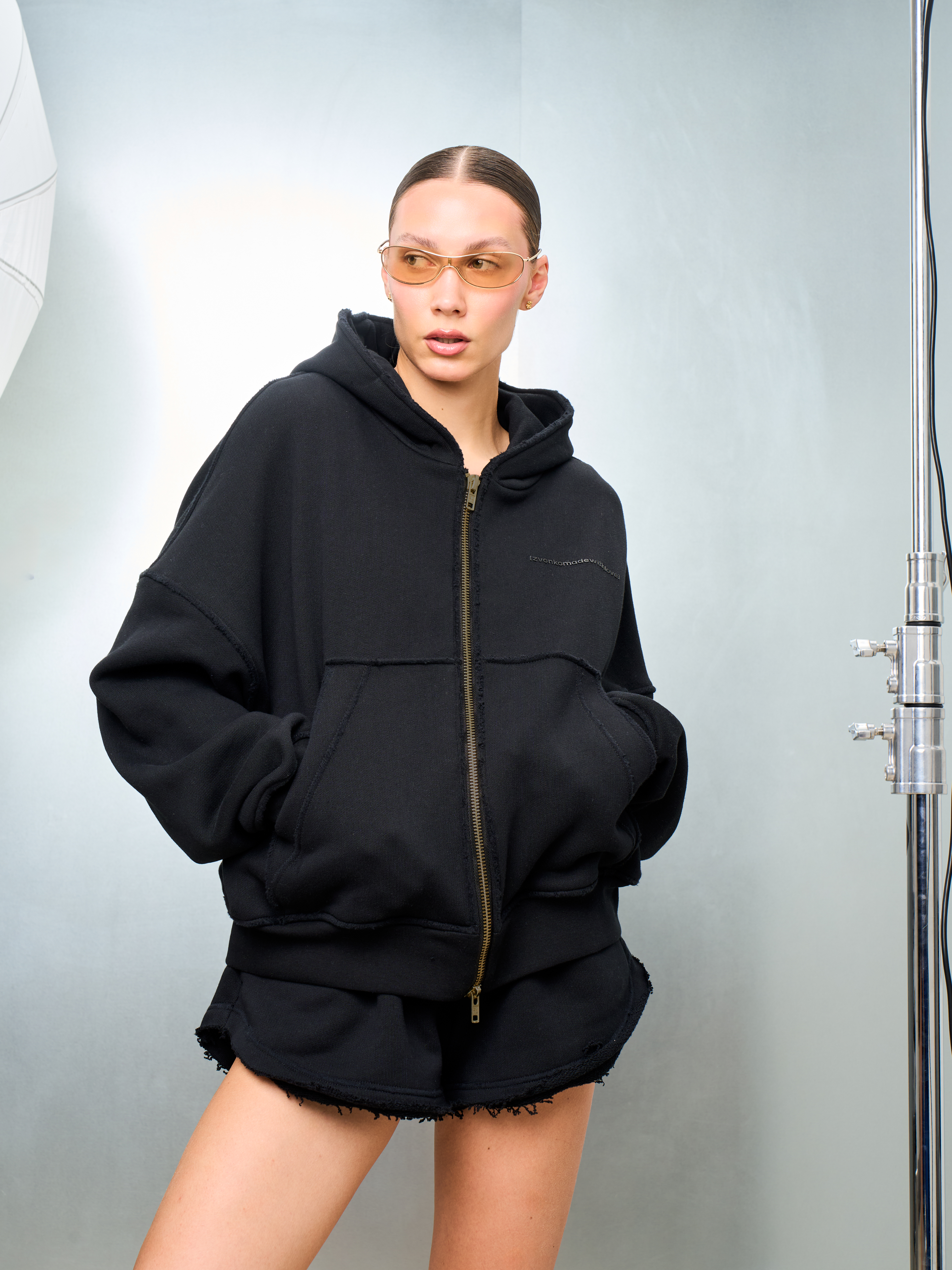 Hoodie french grunge black zip